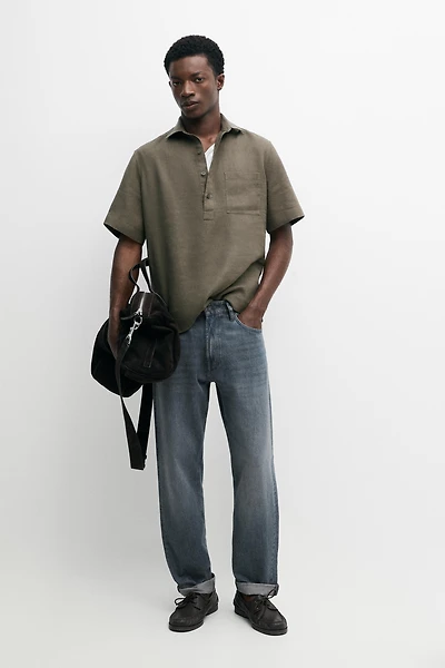 Chemise polo manches courtes 100 % lin