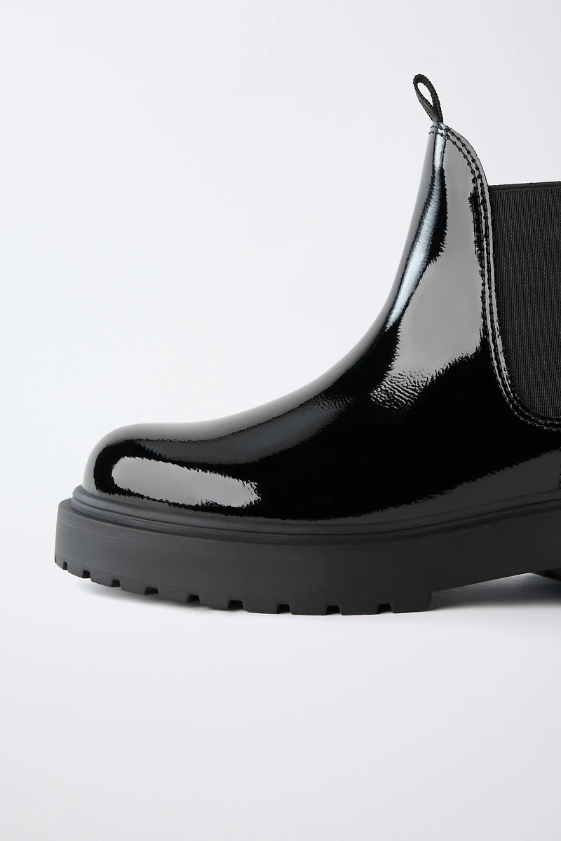 PATENT ANKLE BOOTS