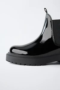 PATENT ANKLE BOOTS