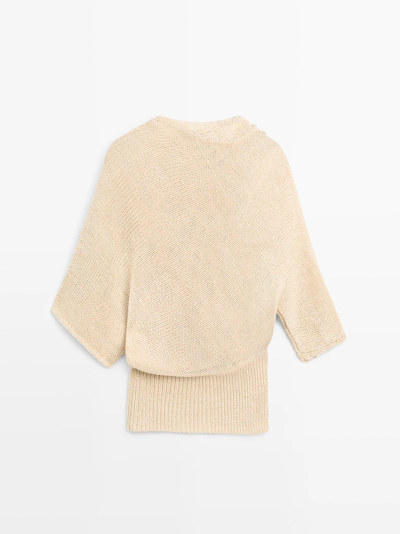 Oversize asymmetric cotton and linen sweater