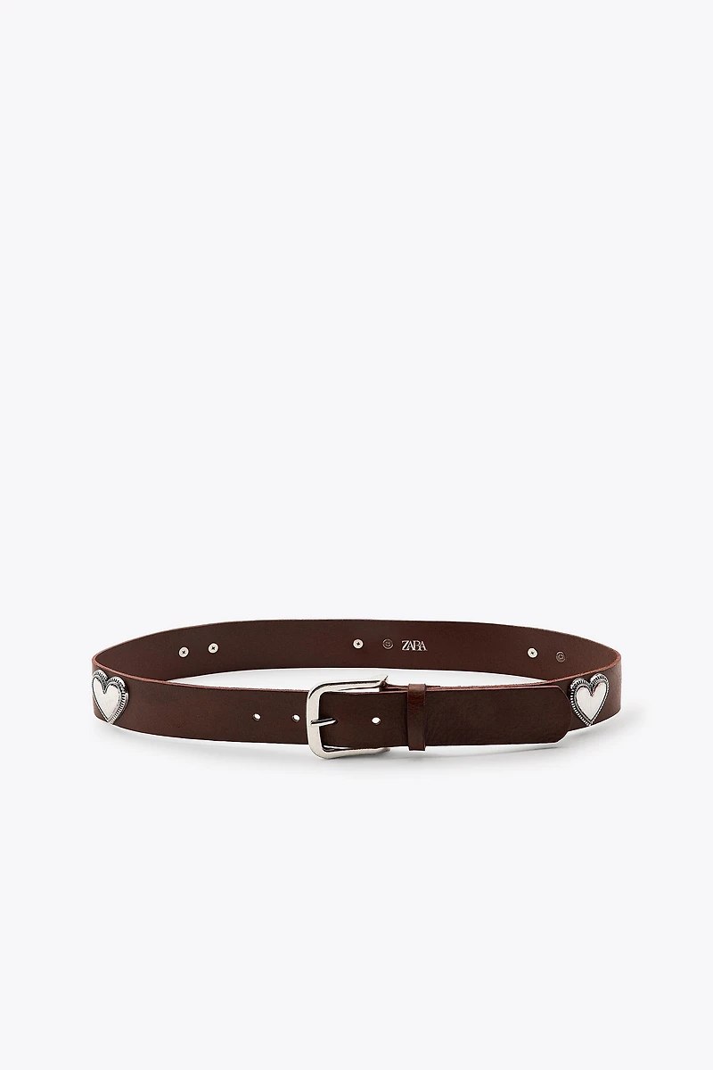 LEATHER HEART STUD BELT
