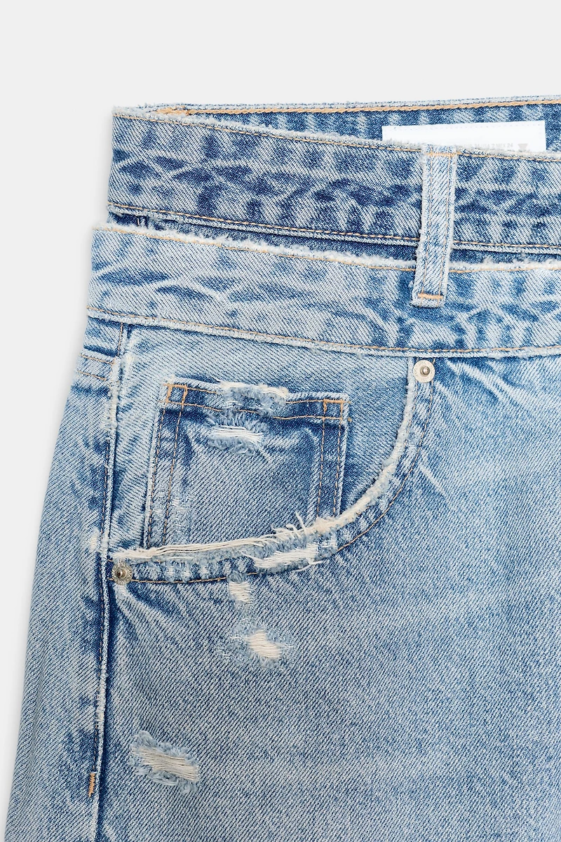 TRF DOUBLE WAIST MID-RISE STRAIGHT JEANS