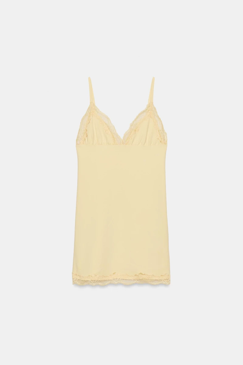ROBE MINI À BRETELLES ET DENTELLE
