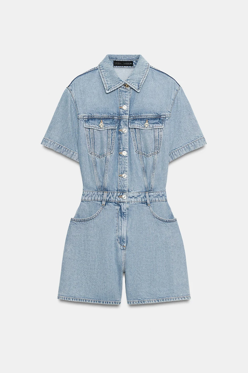 Z1975 SHORT FLOWY DENIM JUMPSUIT