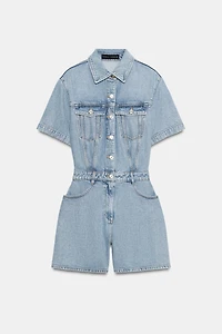 Z1975 SHORT FLOWY DENIM JUMPSUIT