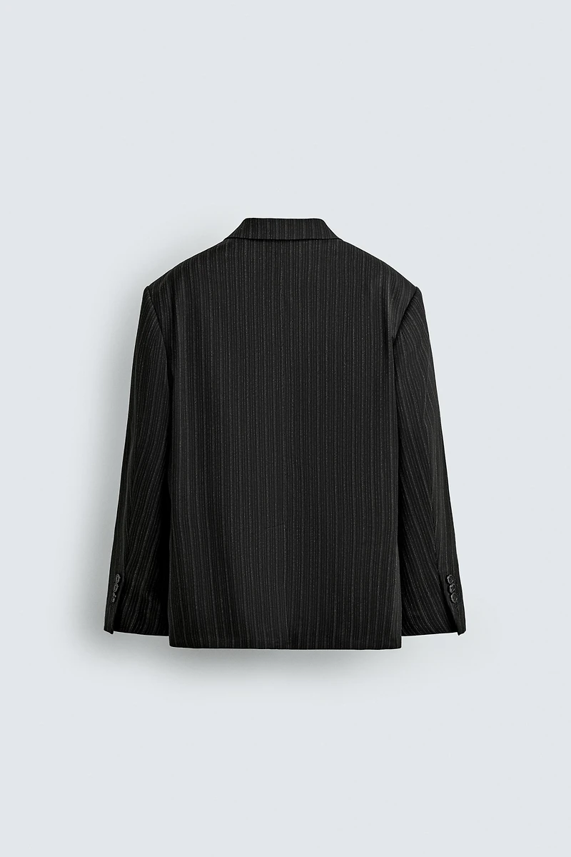 DOUBLE BREASTED PINSTRIPE SUIT BLAZER