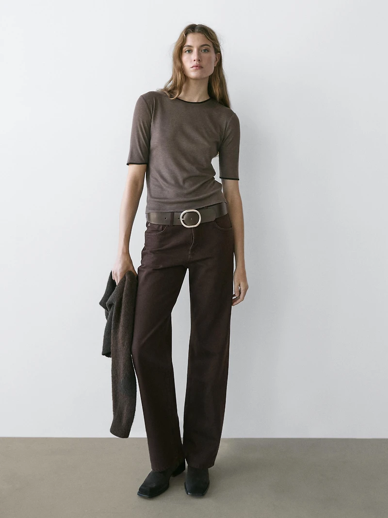 Wool blend T-shirt with contrast detail