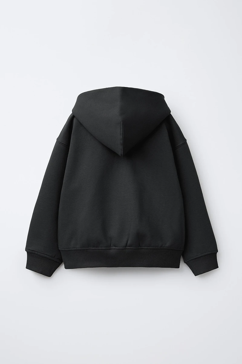 PLAIN PLUSH HOODED SWEATSHIRT