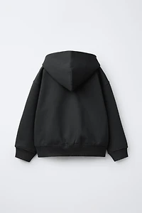 PLAIN PLUSH HOODED SWEATSHIRT