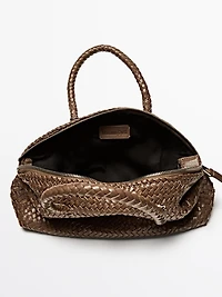 Small woven nappa leather satchel bag