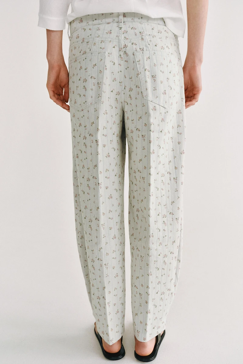 JEAN ZW COLLECTION FUSELÉ TAILLE HAUTE À FLEURS