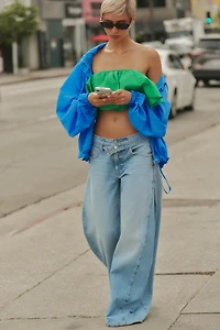 RUFFLED TAFFETA BANDEAU TOP