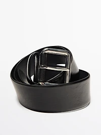 Nappa leather belt with square buckle