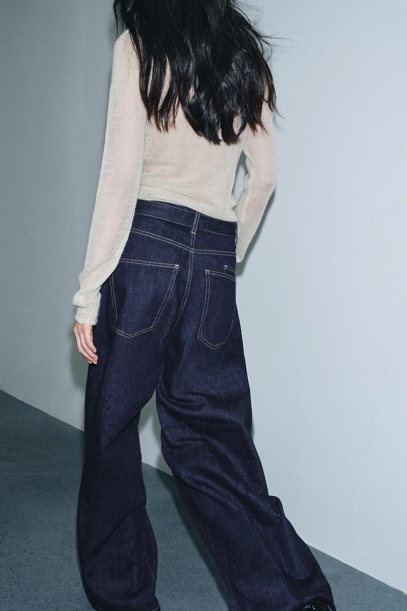 ZW COLLECTION WIDE LEG HIGH-WAIST JEANS WITH BELT