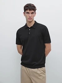 Short sleeve cotton knit polo shirt