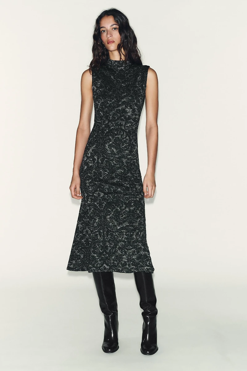 METALLIC THREAD JACQUARD DRESS
