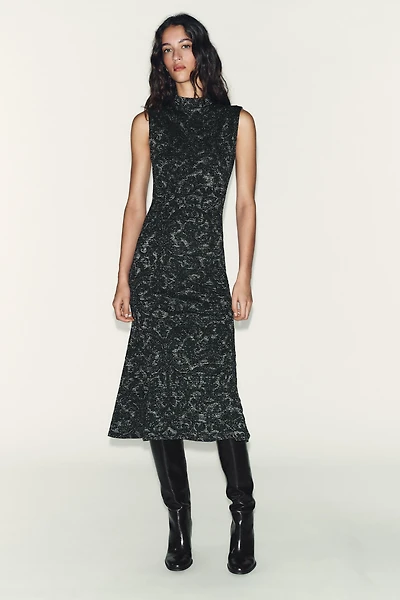 METALLIC THREAD JACQUARD DRESS