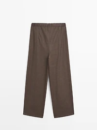 Barrel fit wool blend trousers
