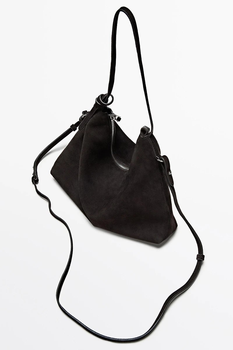 Medium split suede shoulder bag