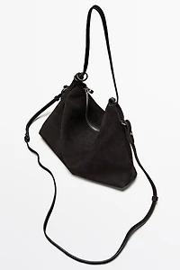 Medium split suede shoulder bag