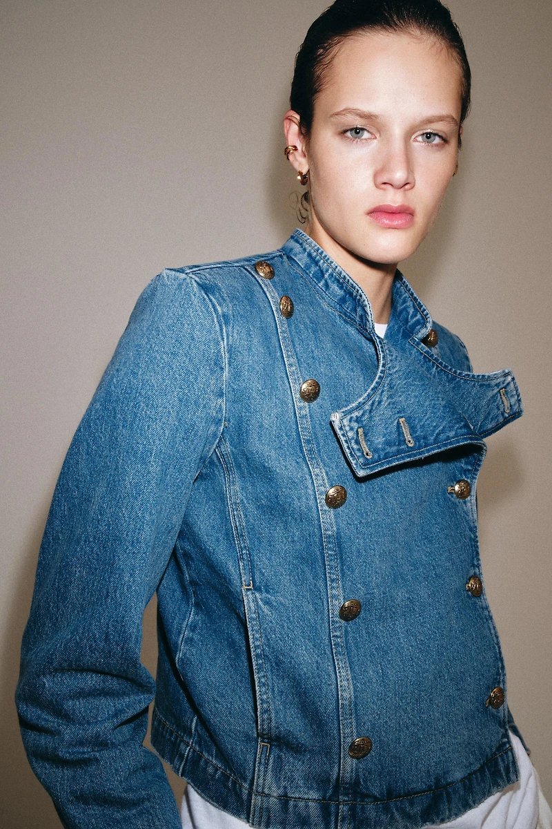 ZW COLLECTION SHOULDER PAD DENIM JACKET
