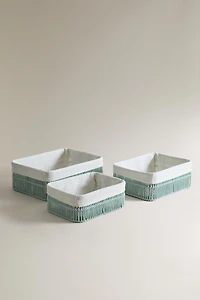 RECTANGULAR COTTON-LINED BASKET