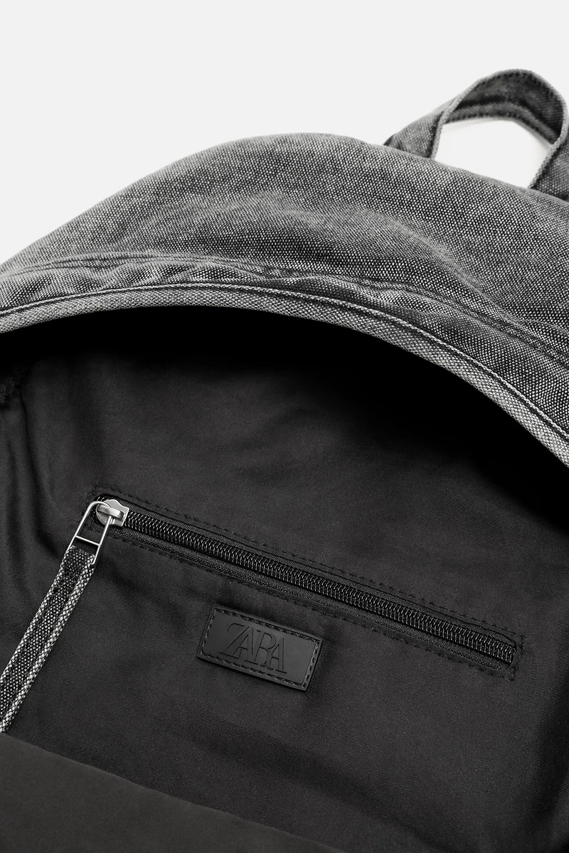 SAC À DOS EN DENIM EFFET DÉLAVÉ