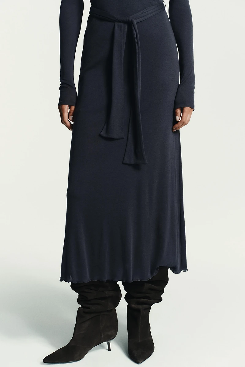 DOUBLE BELT EFFECT TIE DRESS