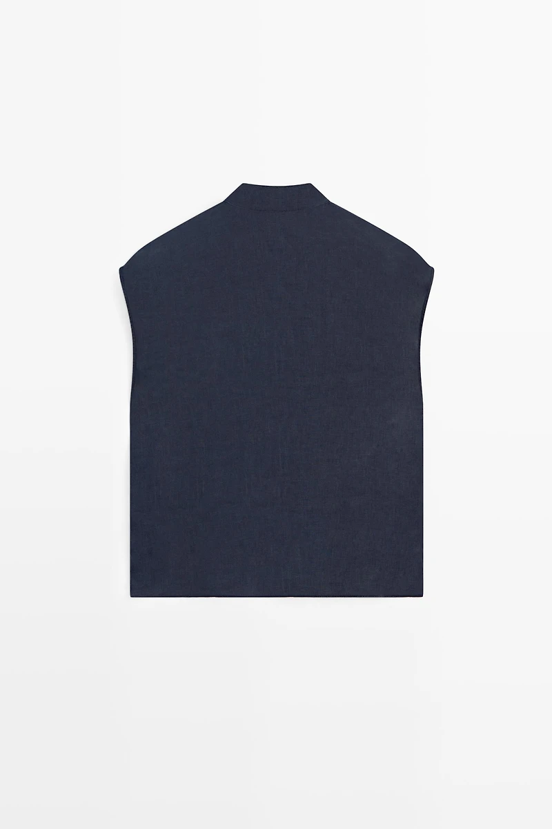 Flowing 100% linen shirt with button detail