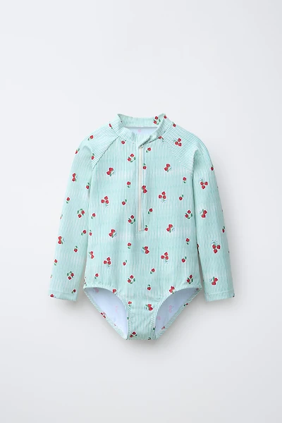 1-6 YEARS/ STRAWBERRY STRIPE SWIMSUIT