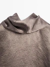 Flowing satin blouse with tie detail