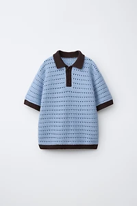 CROCHET KNIT POLO SHIRT