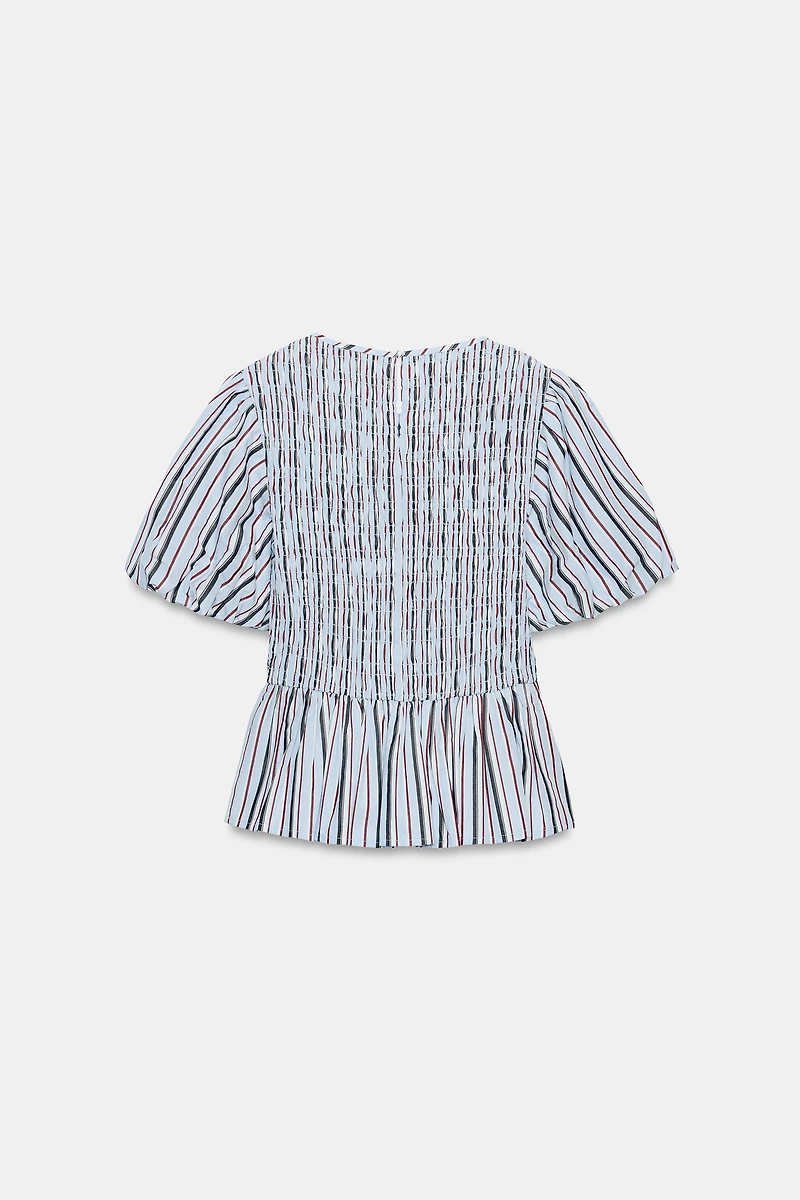 SMOCKED STRIPED TOP