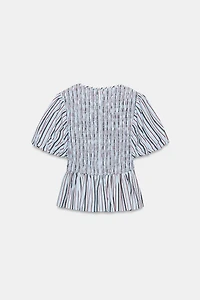 SMOCKED STRIPED TOP