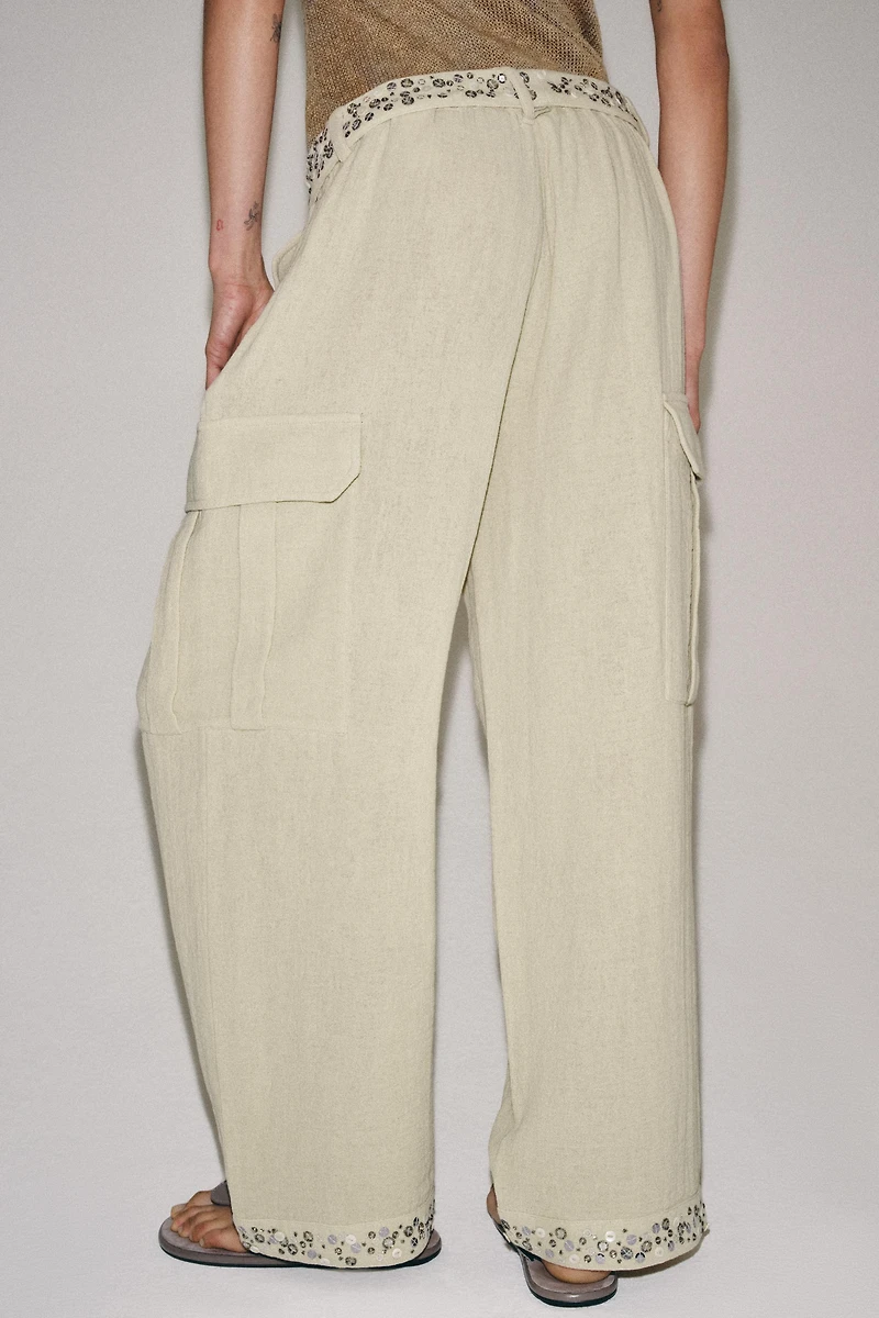 SEQUIN CARGO PANTS ZW COLLECTION