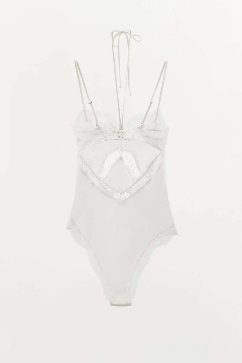 SILK BLEND LACE BODYSUIT