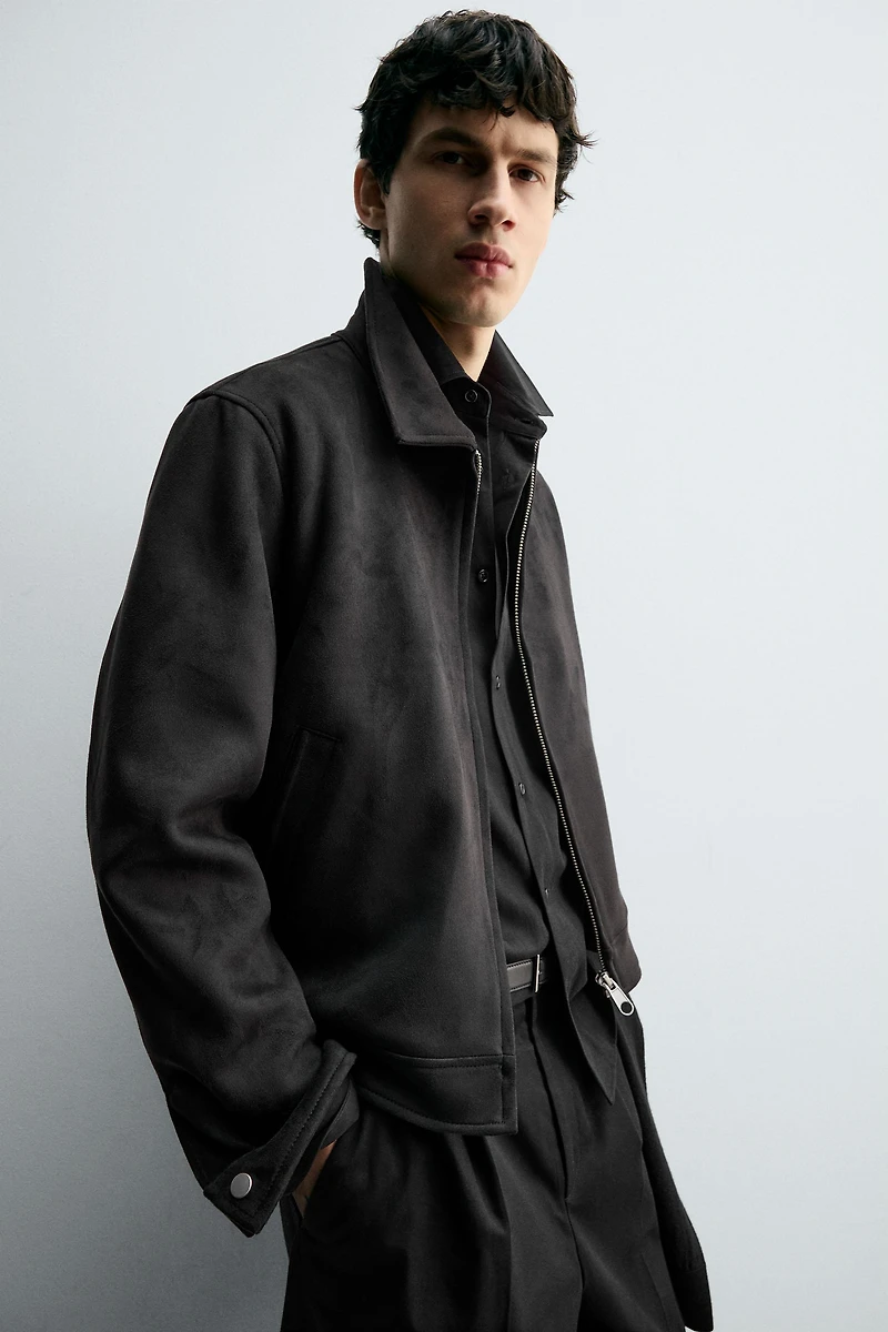 REGULAR FIT FAUX SUEDE JACKET