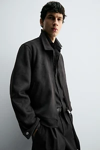 REGULAR FIT FAUX SUEDE JACKET