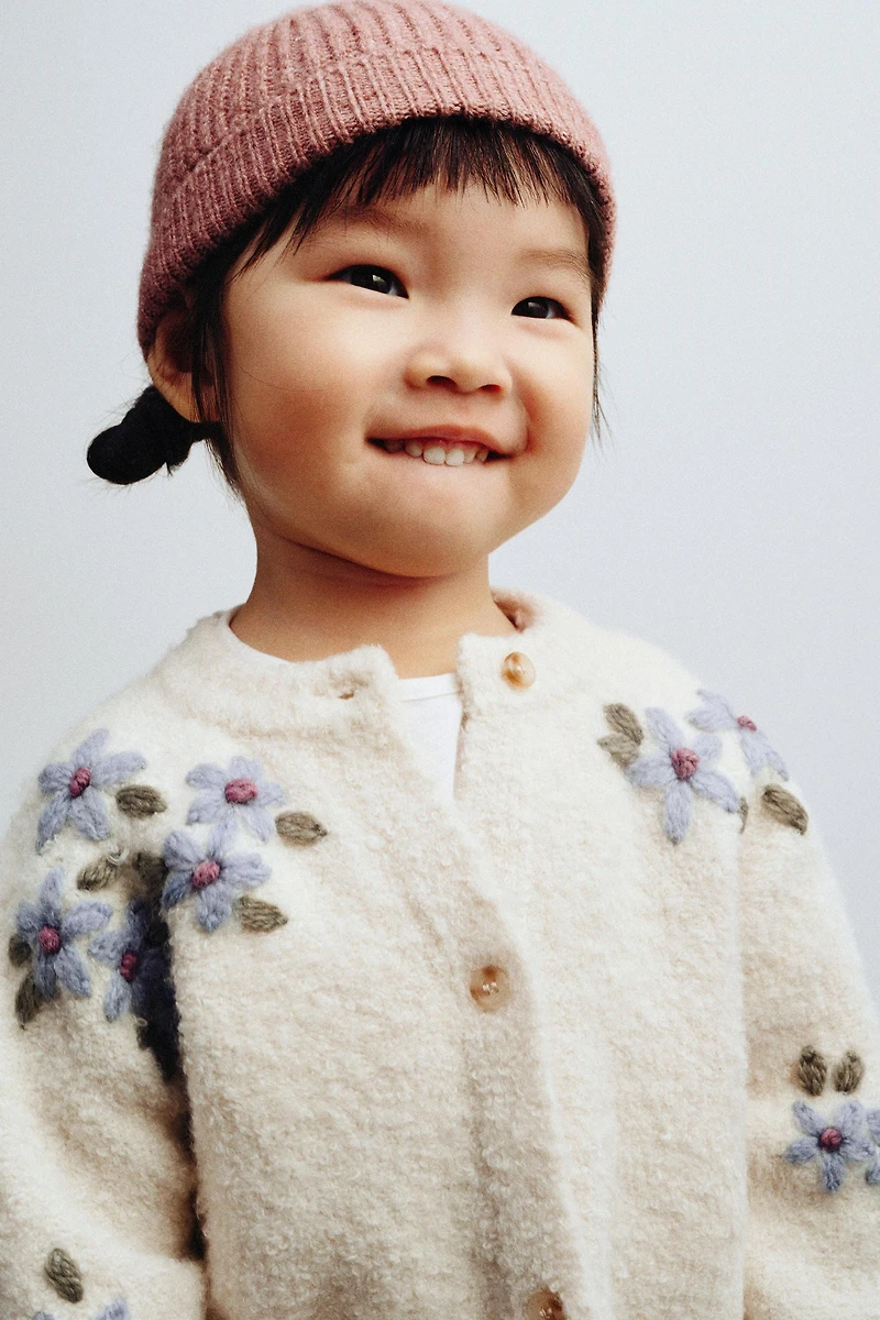 BOUCLÉ FLORAL CARDIGAN