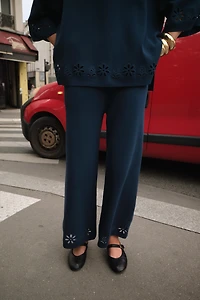 KNIT PANTS WITH OPENWORK EMBROIDERY