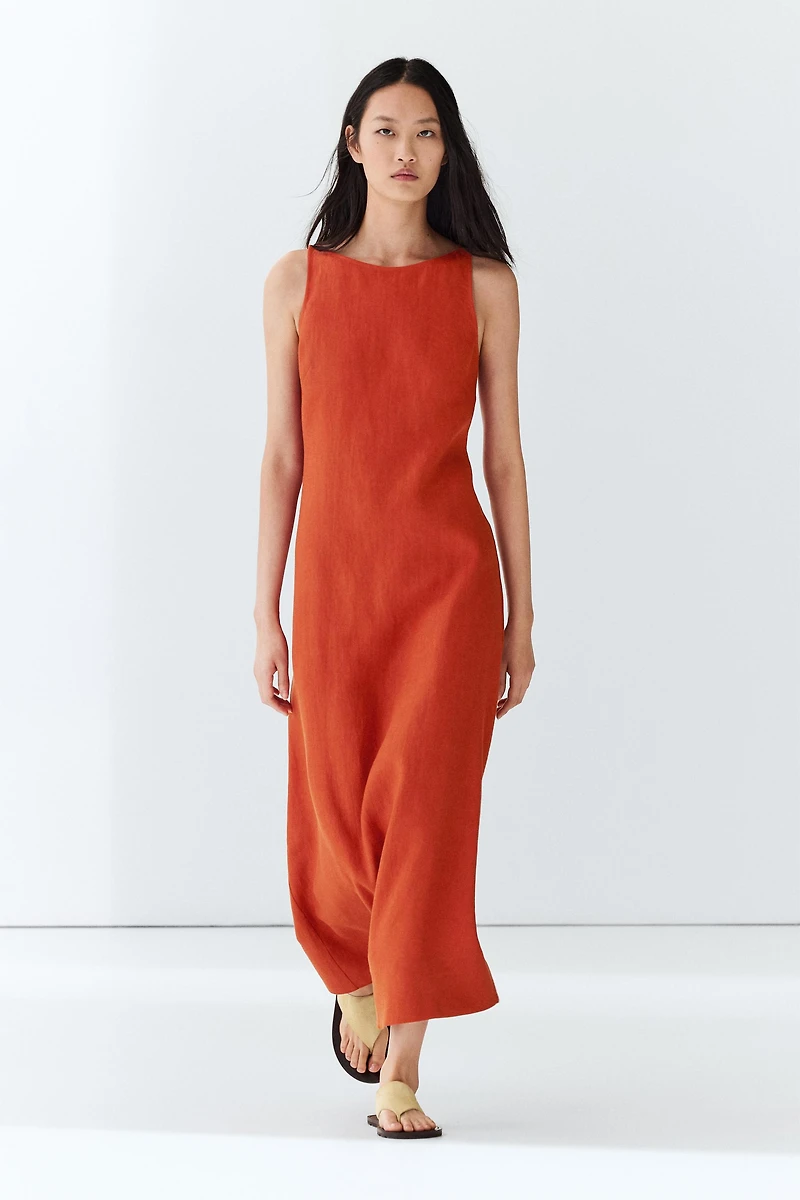 100% linen halter dress