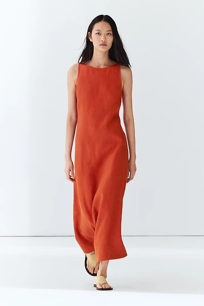 100% linen halter dress