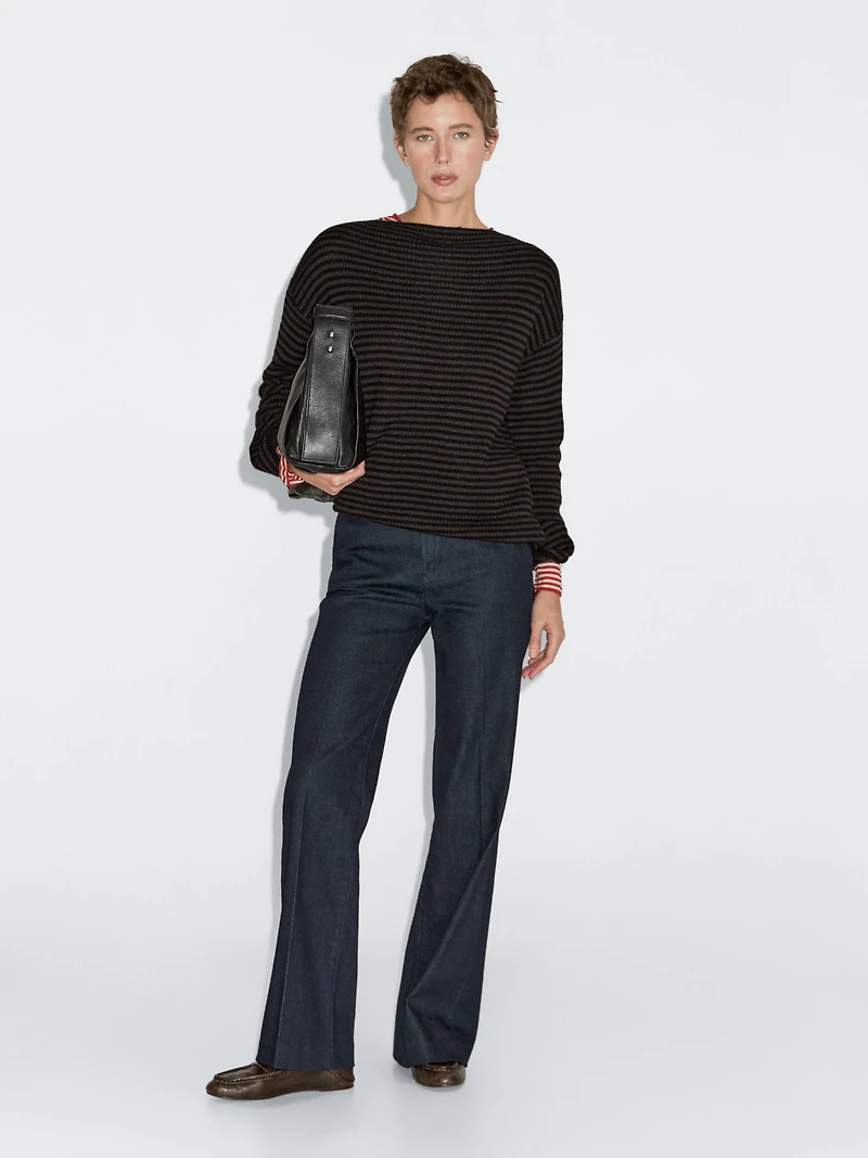 100% wool striped knit sweater