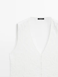 Veste sans manches brodée 100 % coton