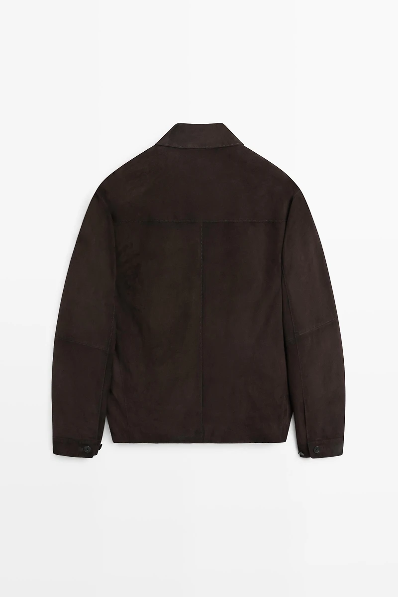Suede leather pocket overshirt
