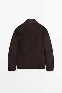 Suede leather pocket overshirt