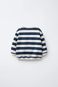 STRIPED SWEATSHIRT WITH LION PATCH