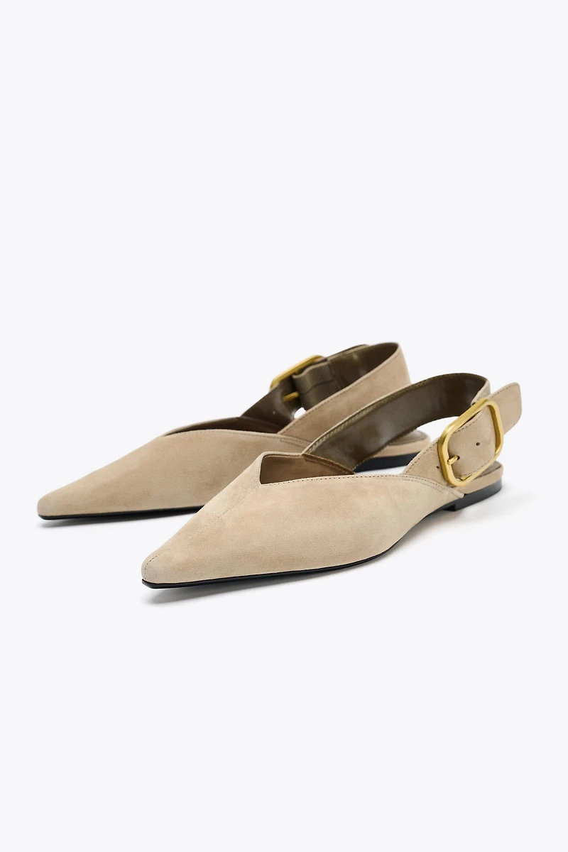CHAUSSURES À BRIDE ARRIÈRE BOUCLE EN DAIM