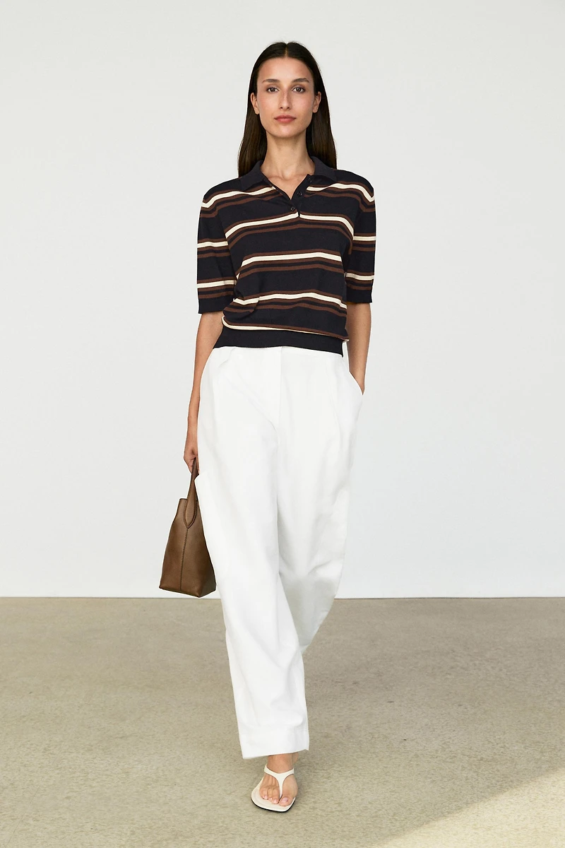 100% Cotton Striped Knit Polo