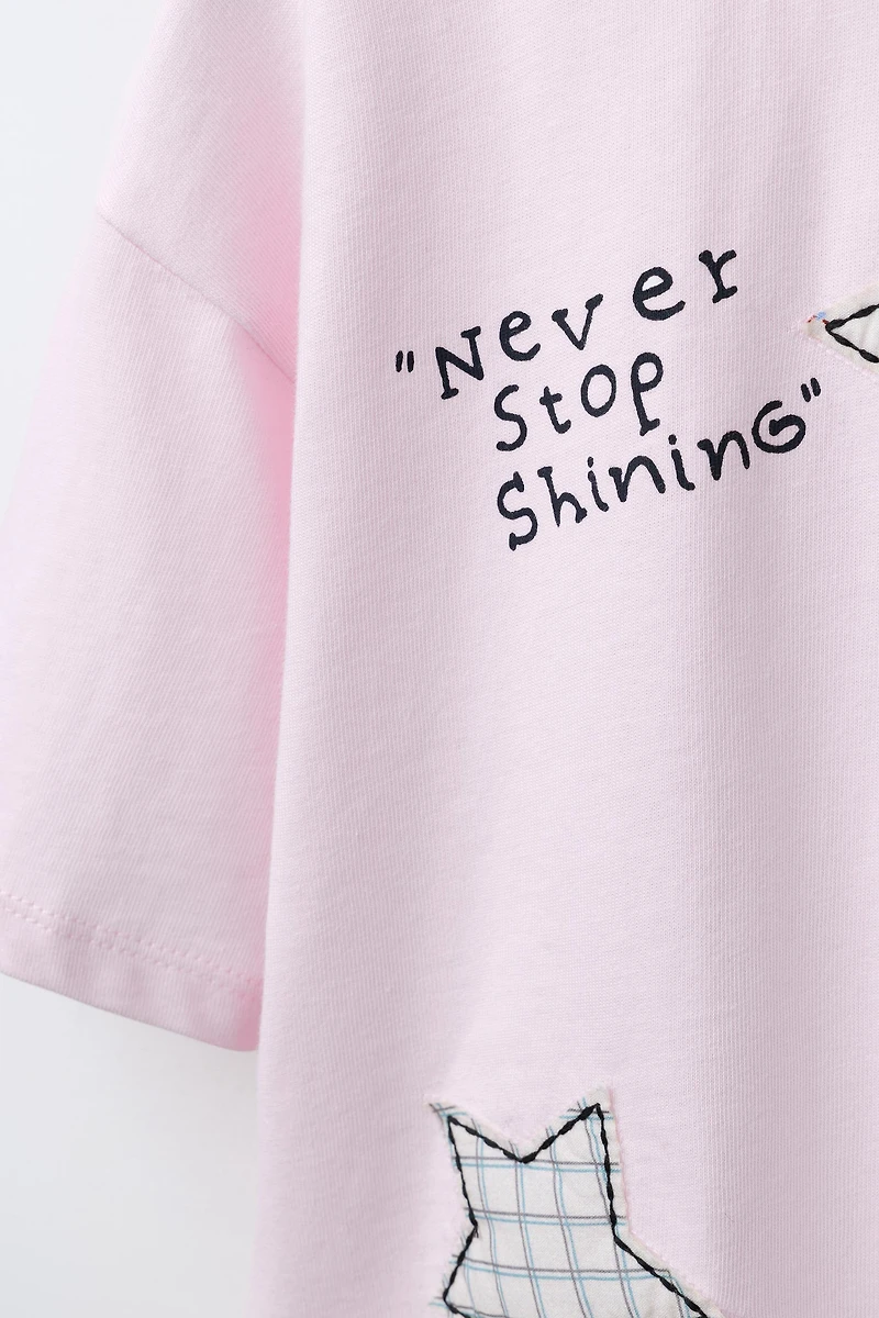 HEART PATCH TEXT T-SHIRT